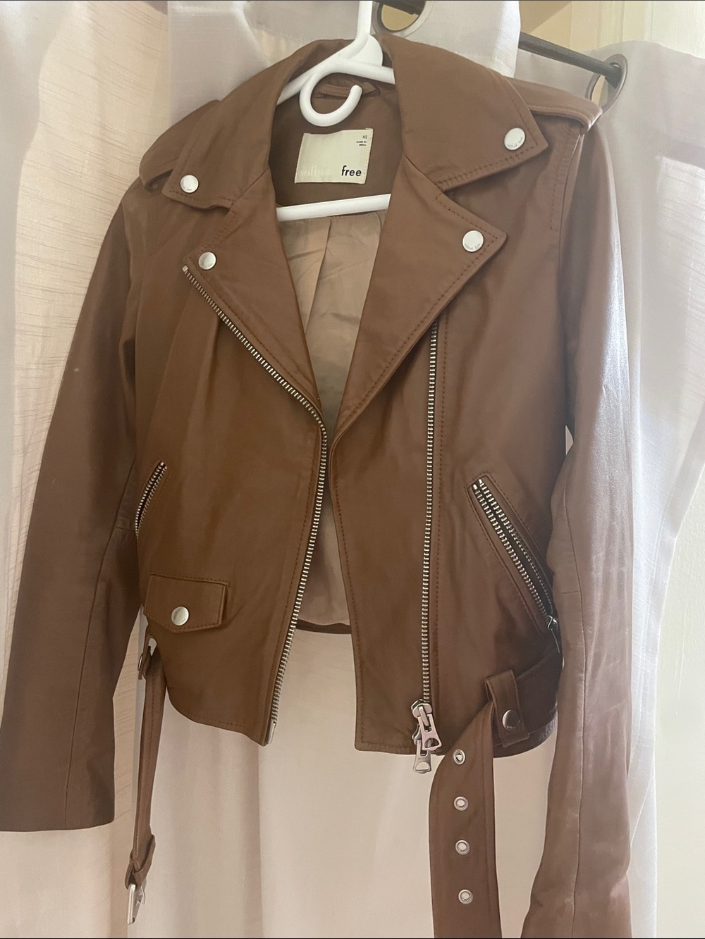 Wilfred Brown Leather Moto Jacket